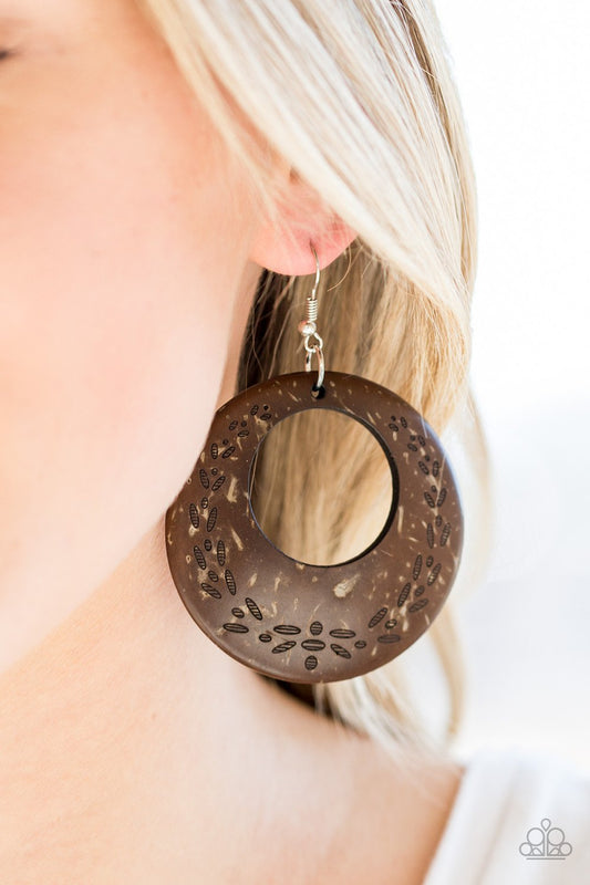 Beach Club Clubbin - brown - Paparazzi earrings