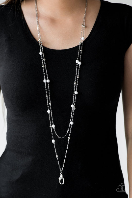 Beach Party Pageant - white Paparazzi LANYARD Necklace