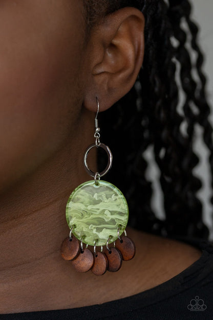 Beach Waves-green-Paparazzi earrings