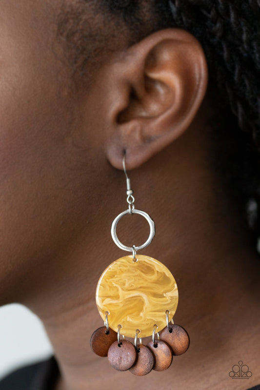 Beach Waves-yellow-Paparazzi earrings