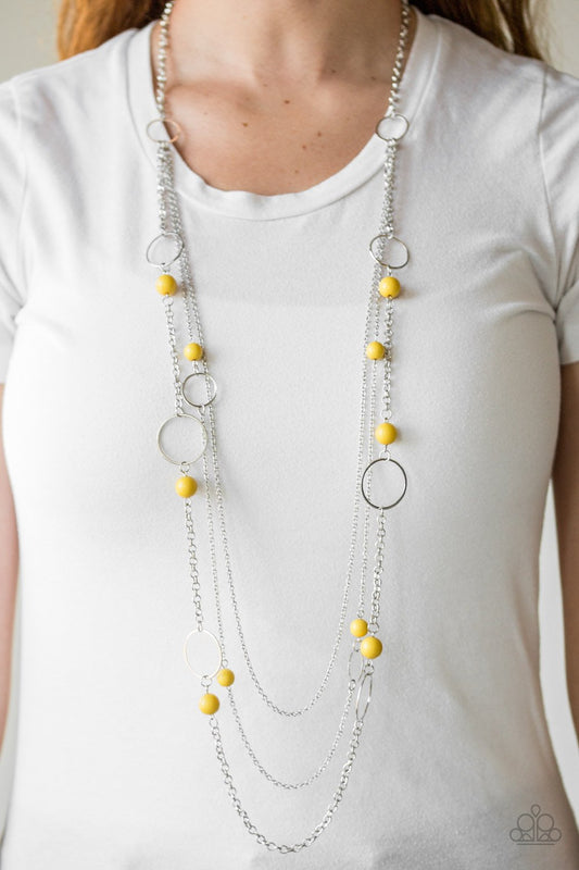 Beachside Babe-yellow-Paparazzi necklace