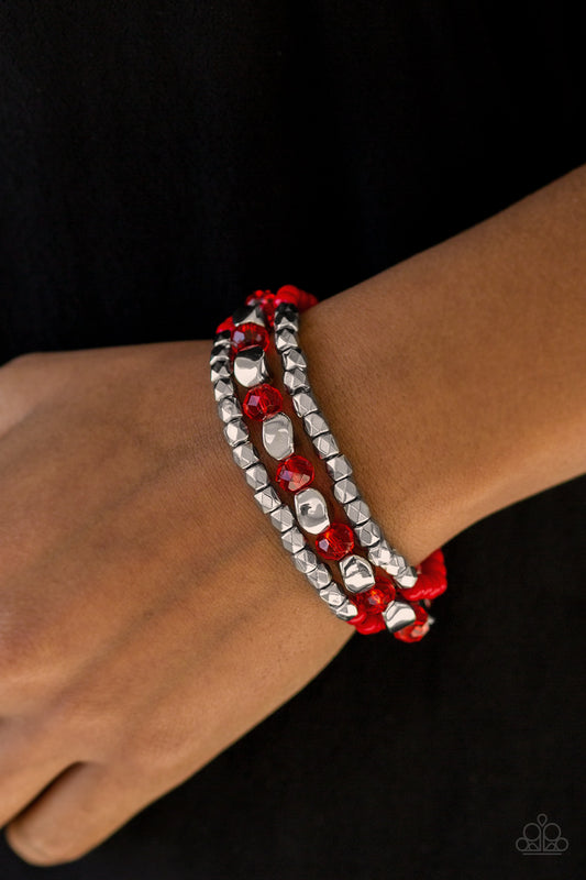 Beaded Bravado - red - Paparazzi bracelets