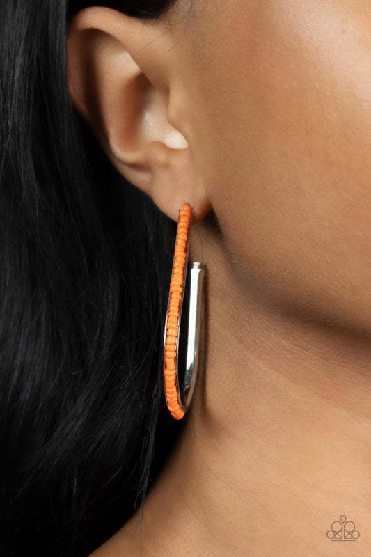 Beaded Bauble - orange - Paparazzi earrings