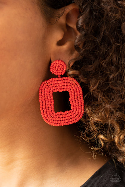 Beaded Bella - red - Paparazzi earrings