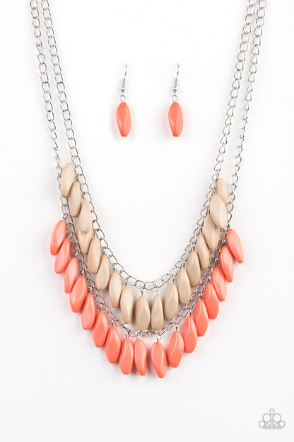 Beaded Boardwalk - orange - Paparazzi necklace