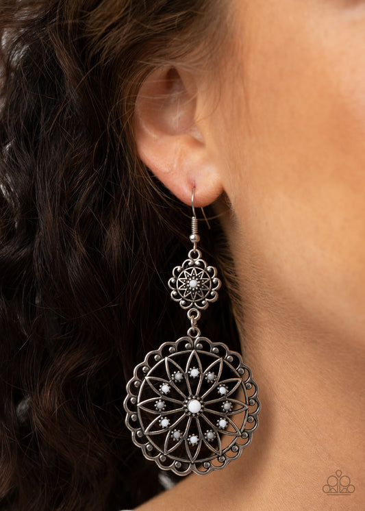 Beaded Brilliance - white - Paparazzi earrings