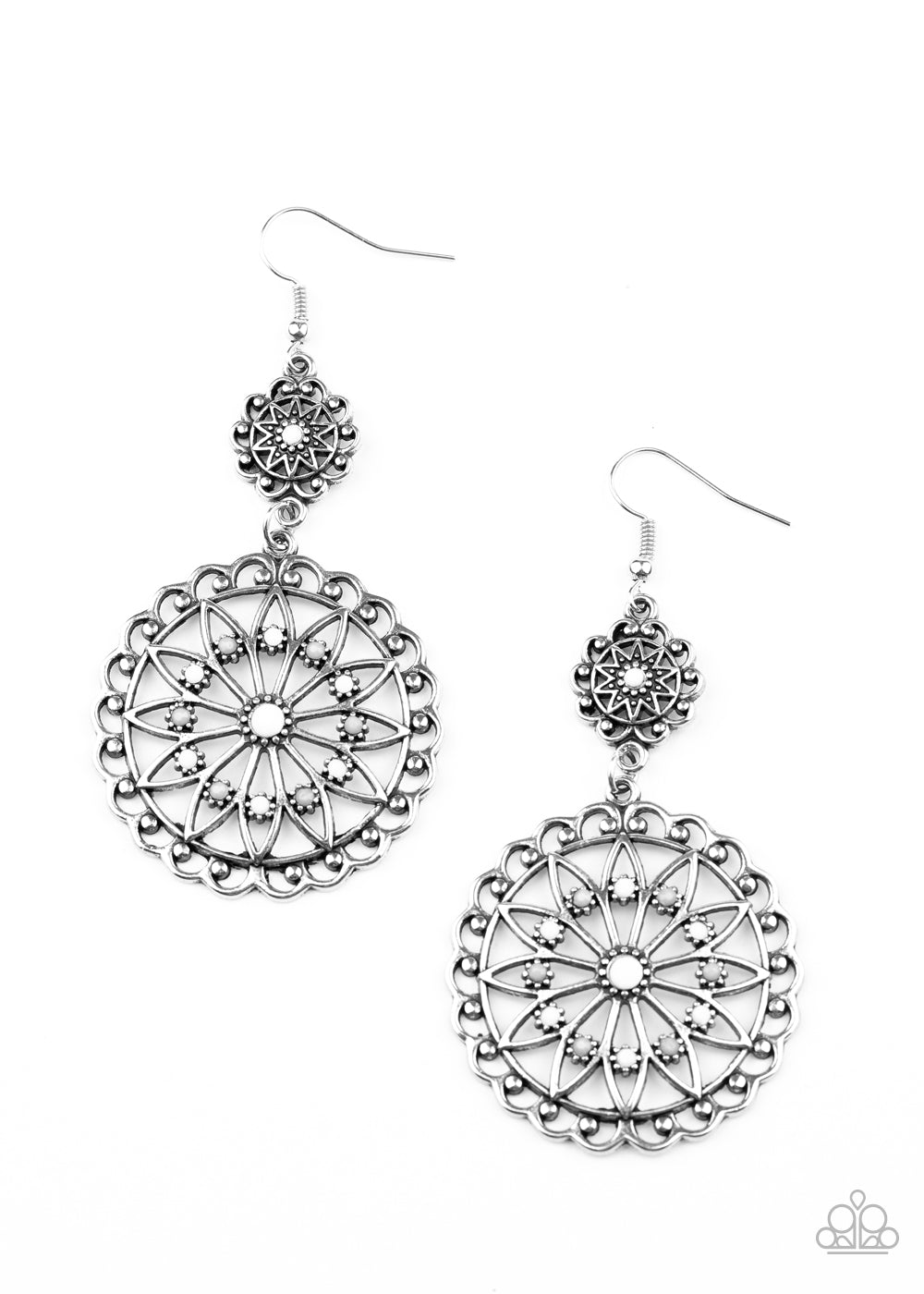 Beaded Brilliance - white - Paparazzi earrings