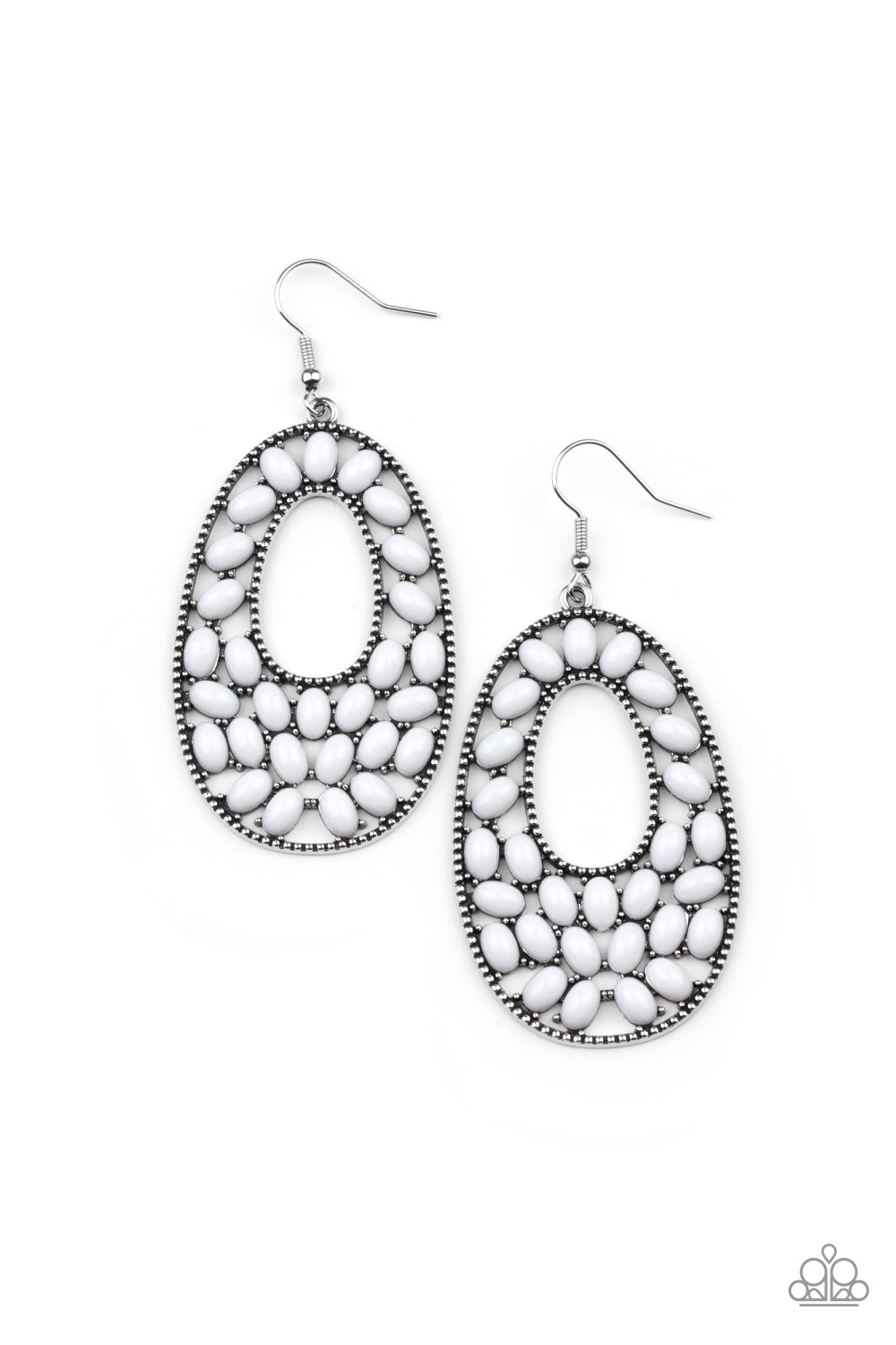 Beaded Shores - white - Paparazzi earrings