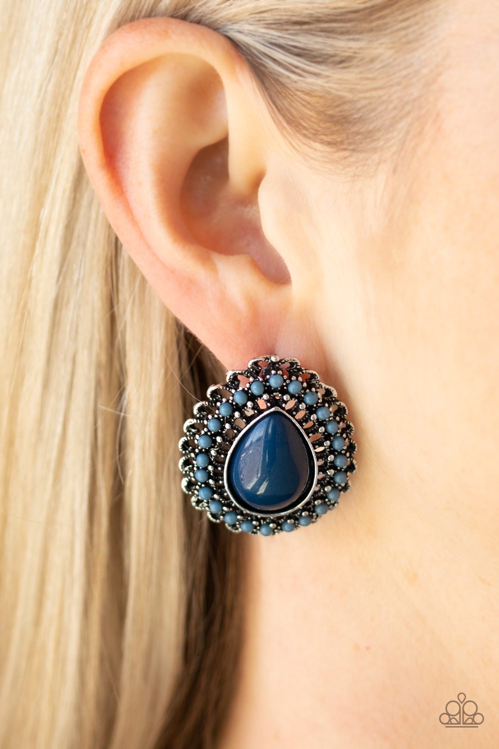 Beaded Blast-blue-Paparazzi earrings