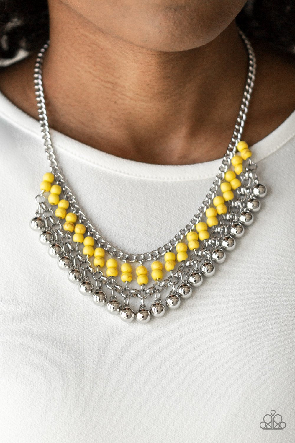 Beaded Bliss-yellow-Paparazzi necklace