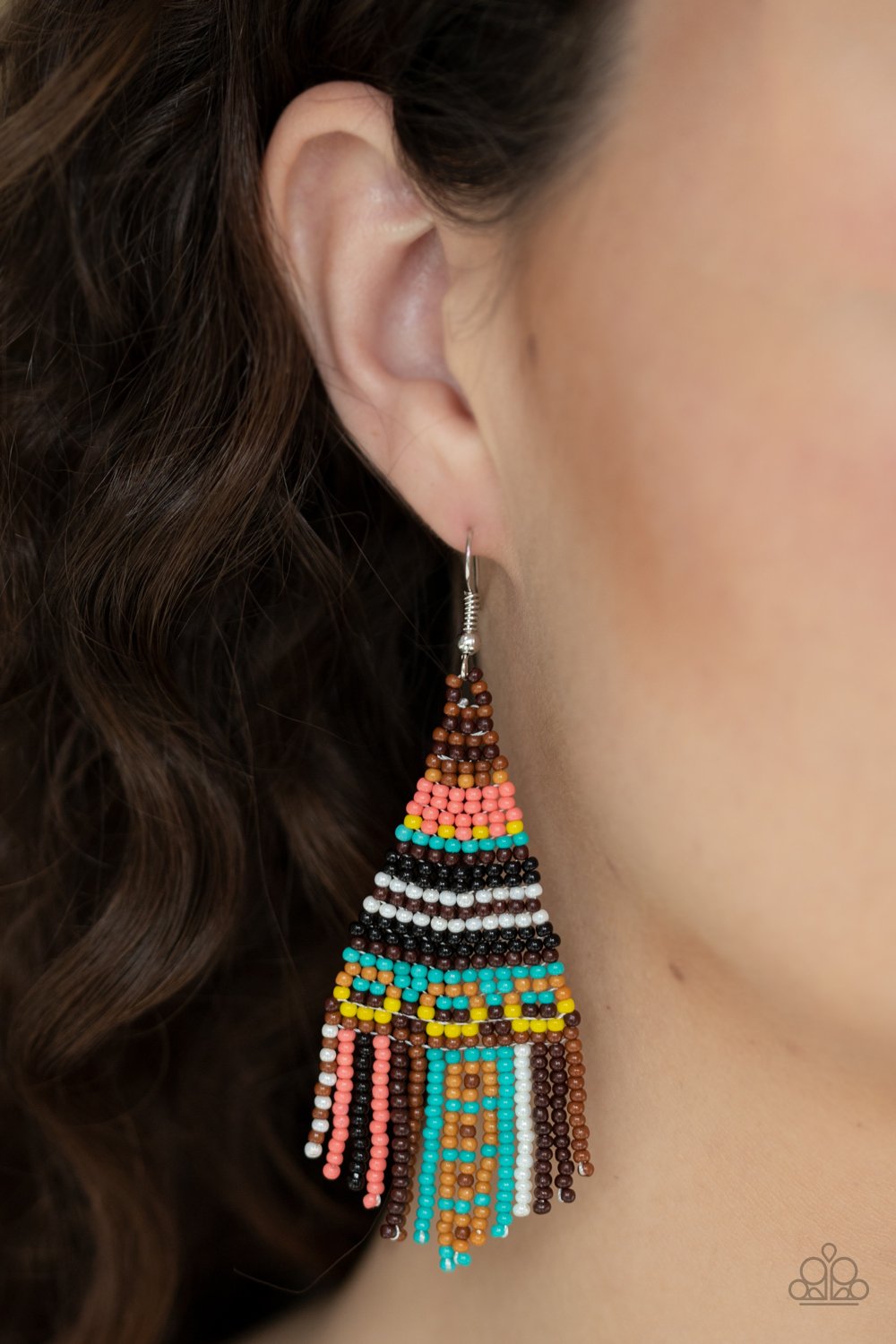 Beaded Bohemian-brown-Paparazzi earrings
