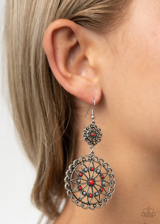 Beaded Brilliance-red-Paparazzi earrings