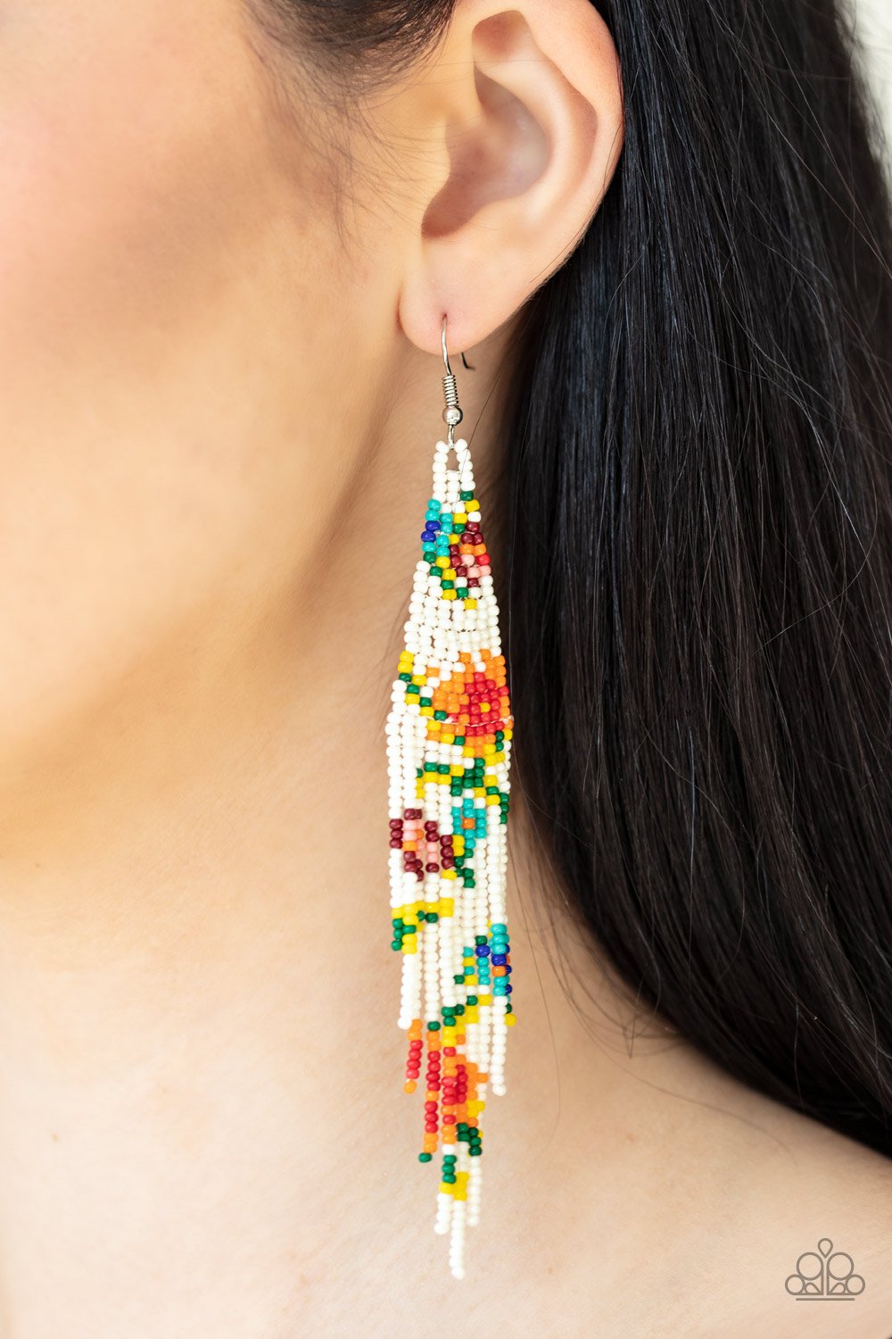 Beaded Gardens-white-Paparazzi earrings