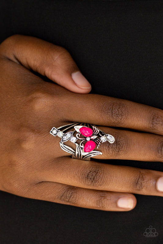 Beautiful in Butterflies - pink - Paparazzi ring