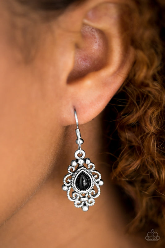 Beautifully Bohemian - black - Paparazzi earrings