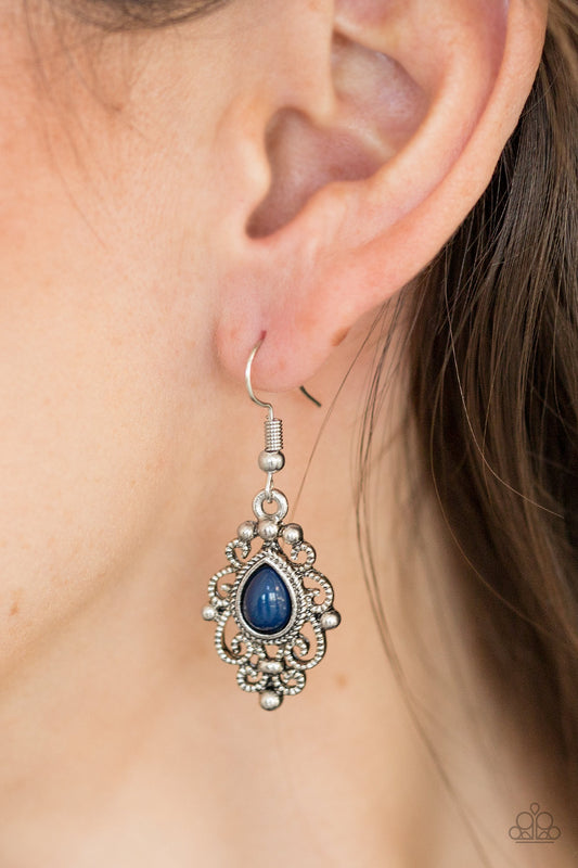 Beautifully Bohemian - blue - Paparazzi earrings