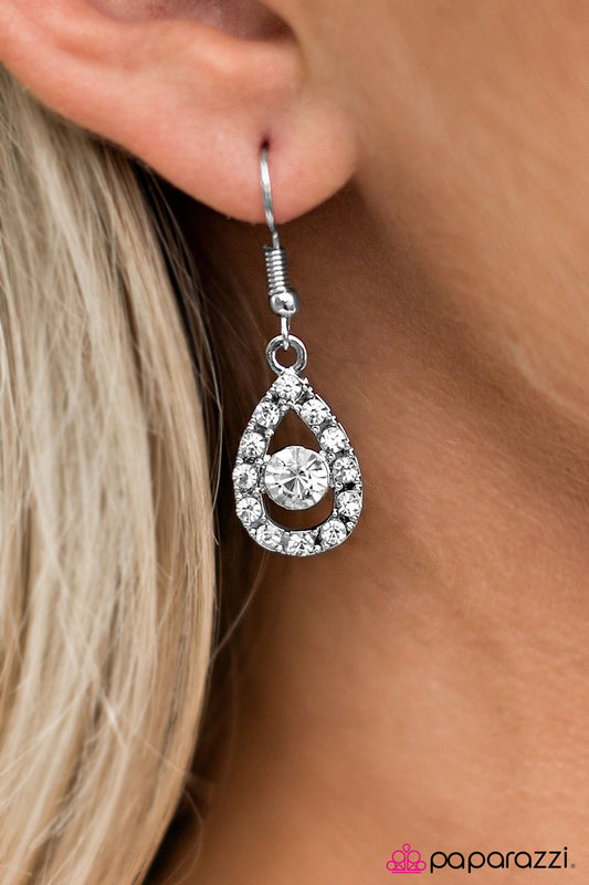 Beauty and Grace - White - Paparazzi earrings