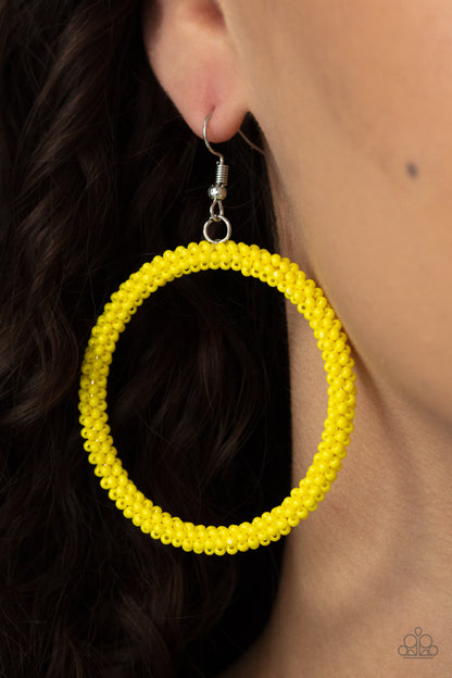 Beauty and the BEACH - yellow - Paparazzi earrings