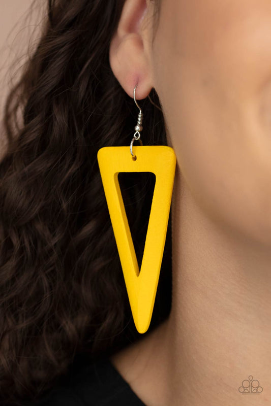 Bermuda Backpacker - yellow - Paparazzi earrings