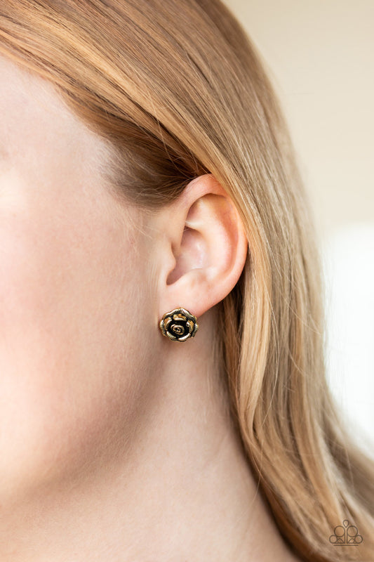 Best Rosebuds - brass - Paparazzi earrings