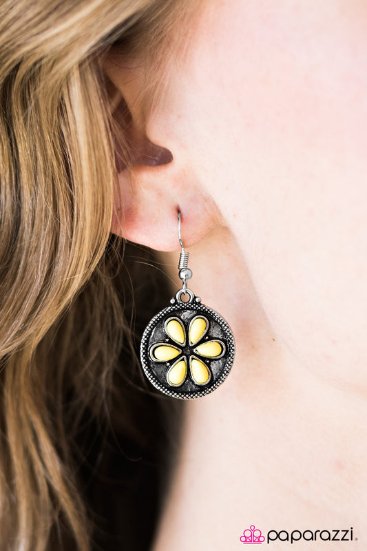 Bet Your Bottom SAND-Dollar - Yellow - Paparazzi earrings