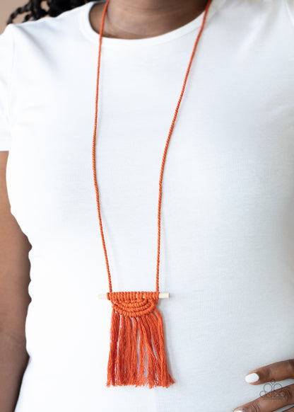 Between You and MACRAME - orange - Paparazzi necklace