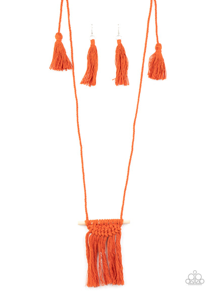 Between You and MACRAME - orange - Paparazzi necklace