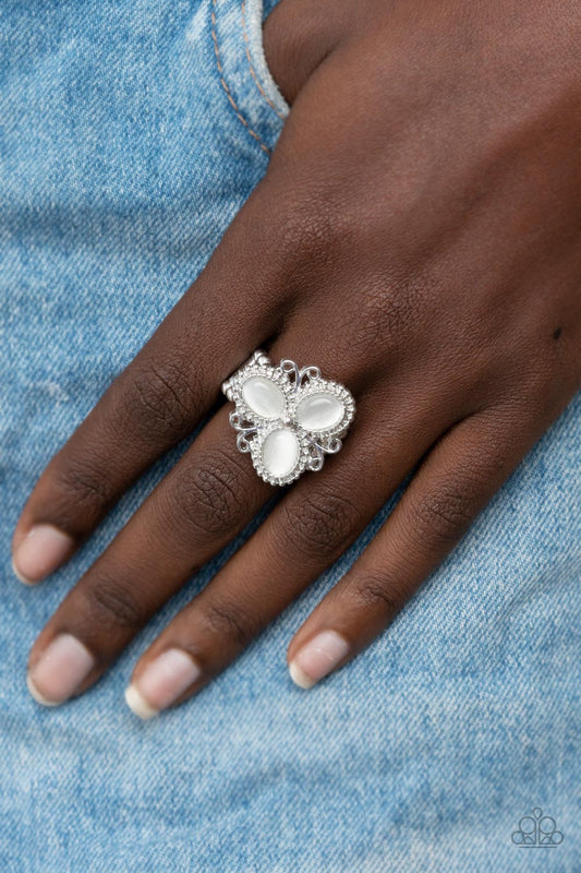 Bewitched Blossoms - white - Paparazzi ring