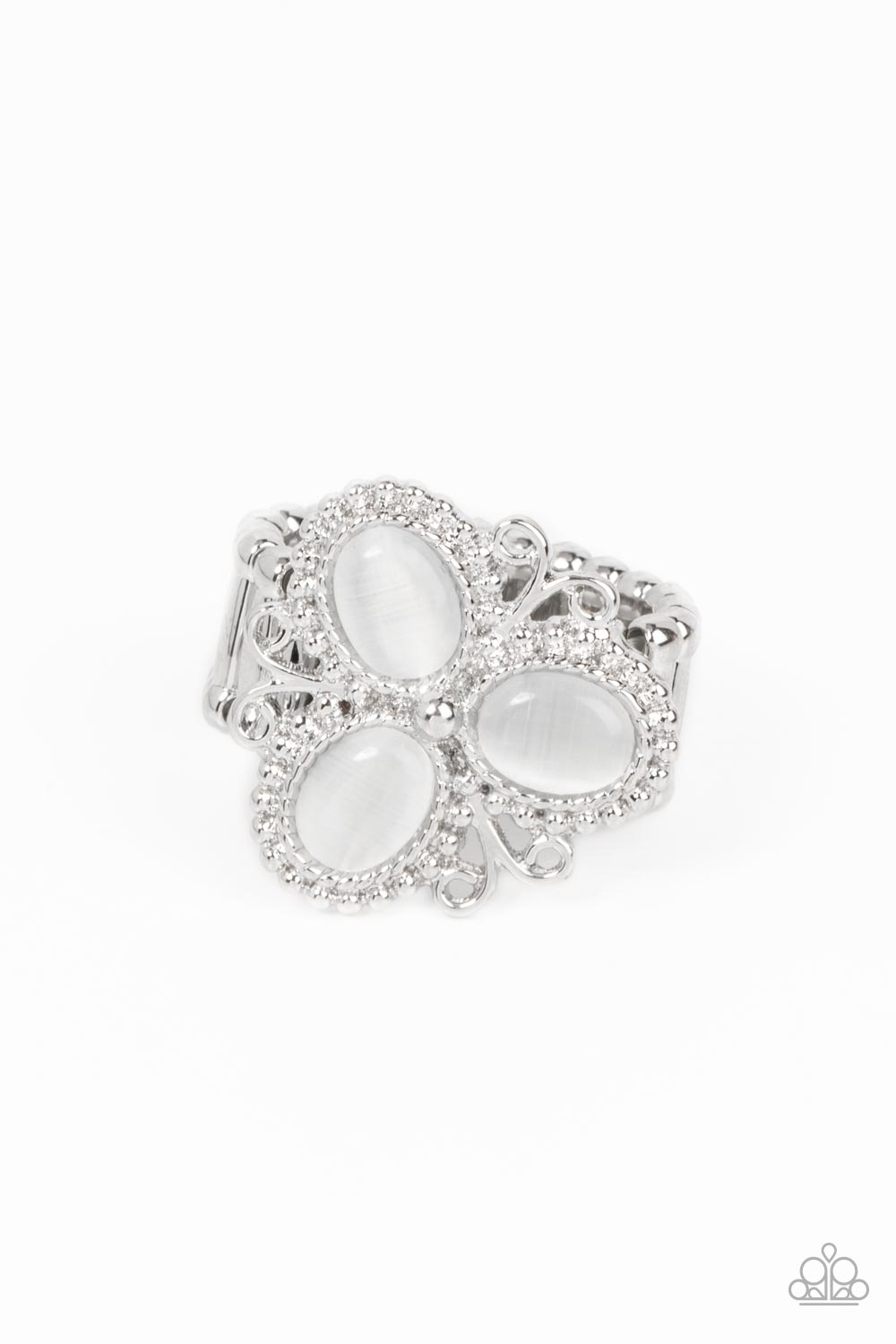 Bewitched Blossoms - white - Paparazzi ring