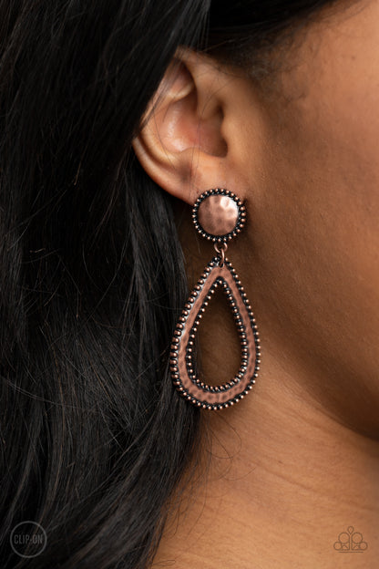 Beyond the Borders - copper - Paparazzi CLIP ON earrings