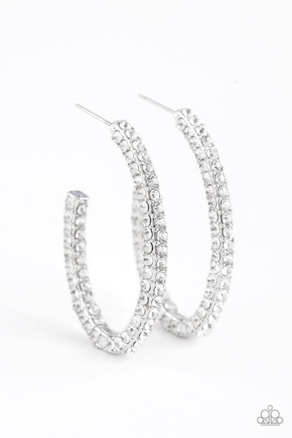 Big Winner - white - Paparazzi earrings