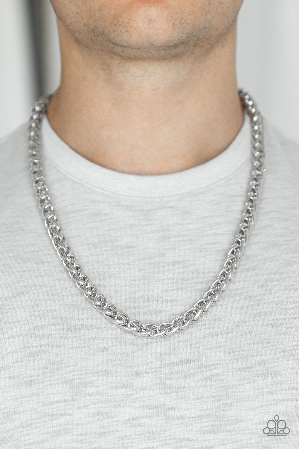 Big Talker-silver-Paparazzi mens necklace