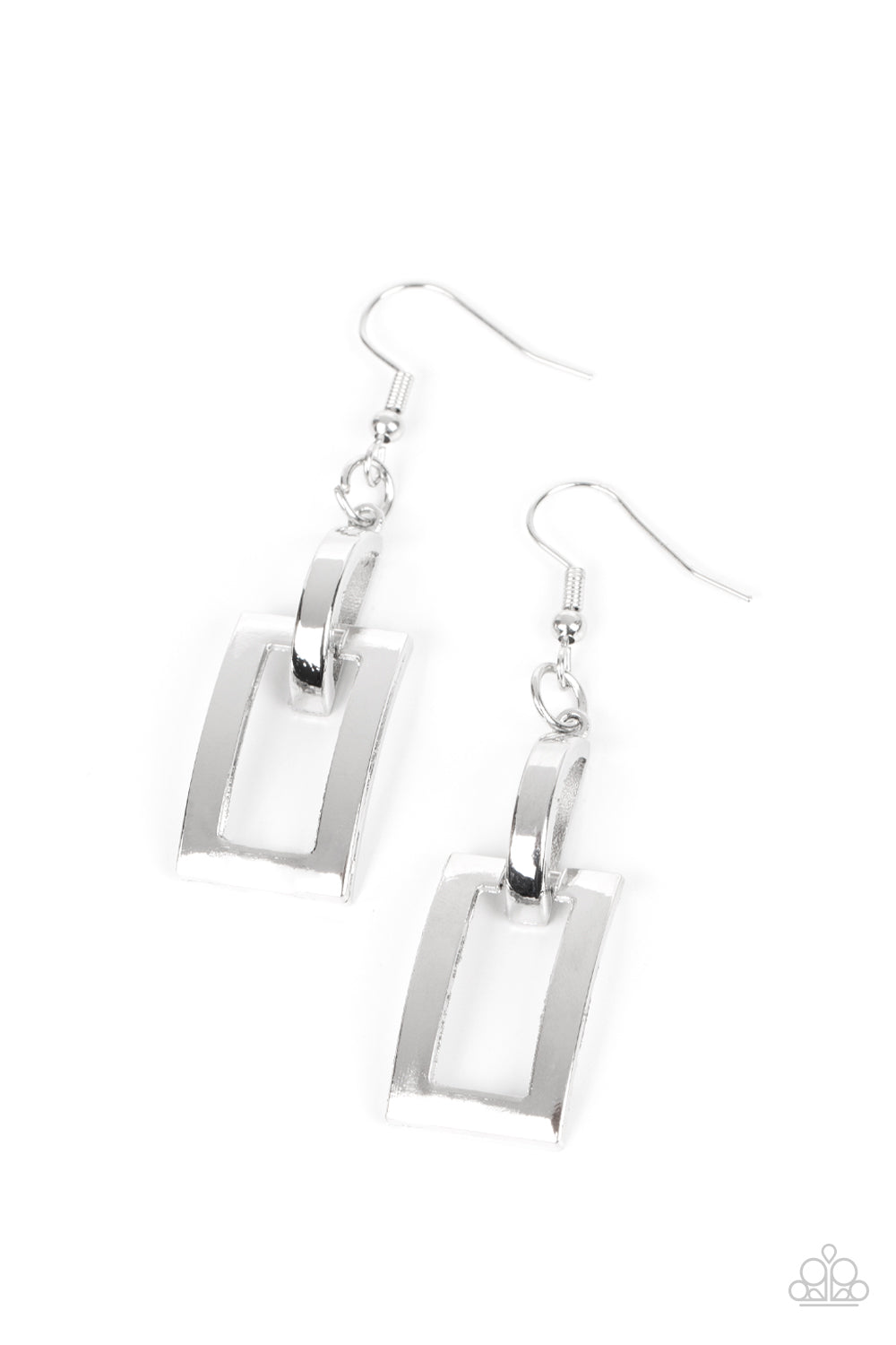 Blazing Buckles - silver - Paparazzi earrings