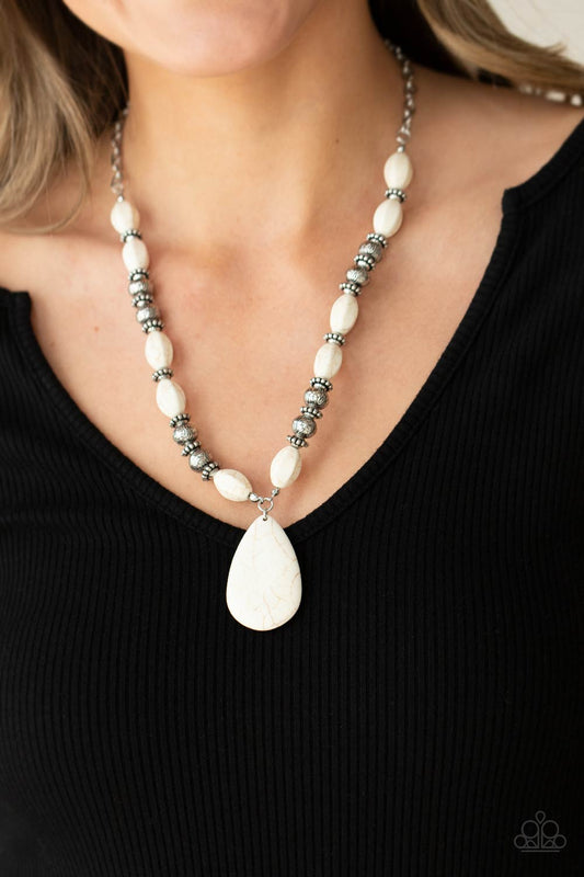 Blazing Saddles - white - Paparazzi necklace