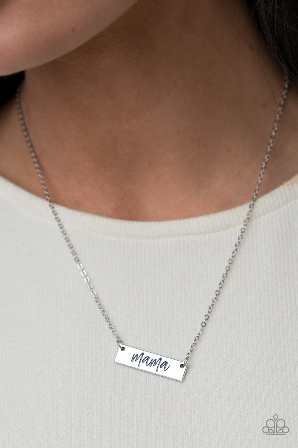 Adornia Crystal Mama Necklace - Silver | CoolSprings Galleria