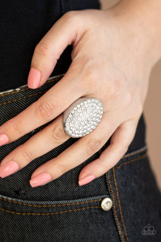 Bling Scene-white-Paparazzi ring
