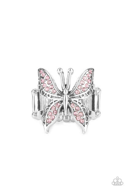 Blinged Out Butterfly - pink - Paparazzi ring