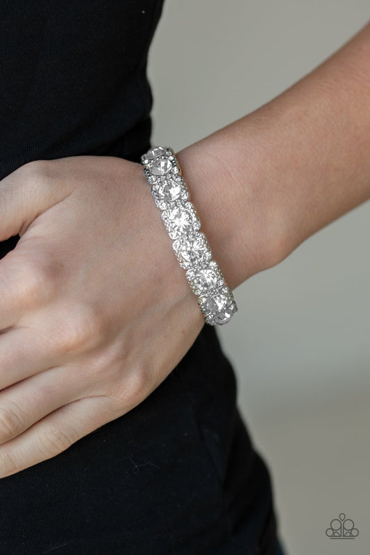 Blinged Out-white-Paparazzi bracelet