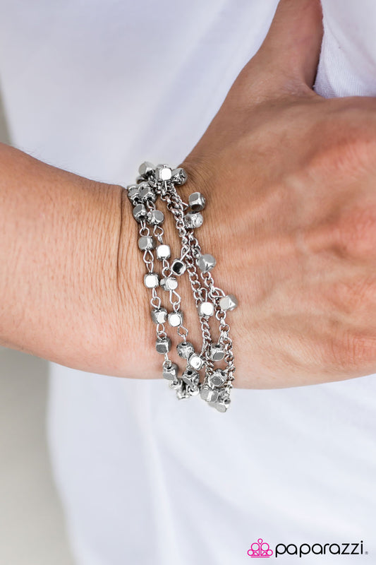 Block By Block - Silver - Paparazzi bracelet