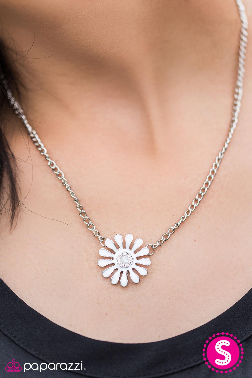 Bloom With Grace - White - Paparazzi necklace