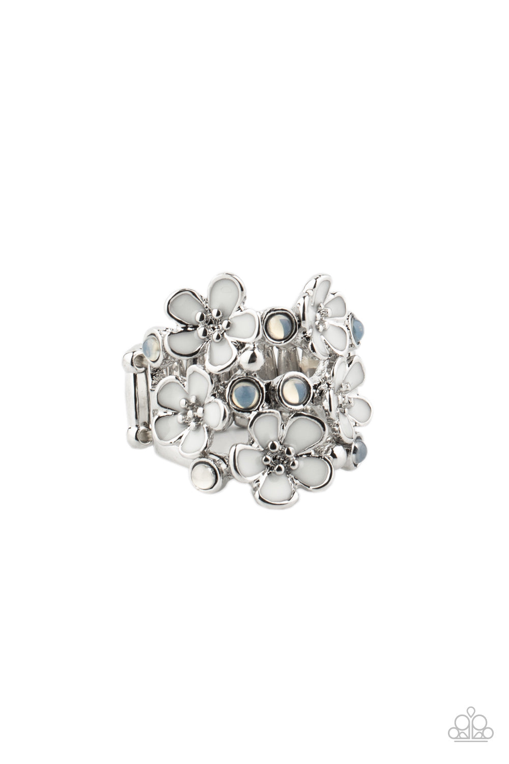 Blooming Banquet - white - Paparazzi ring