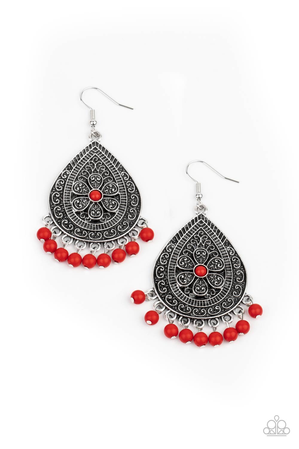 Blossoming Teardrops - red - Paparazzi earrings