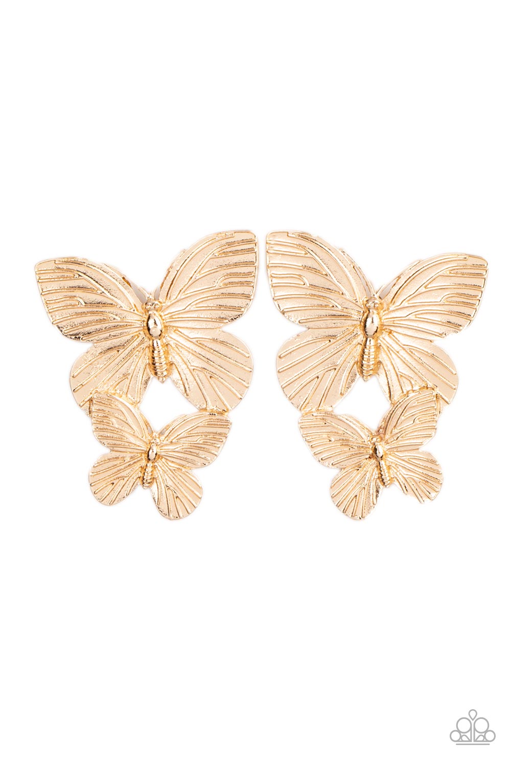 Blushing Butterflies - gold - Paparazzi earrings