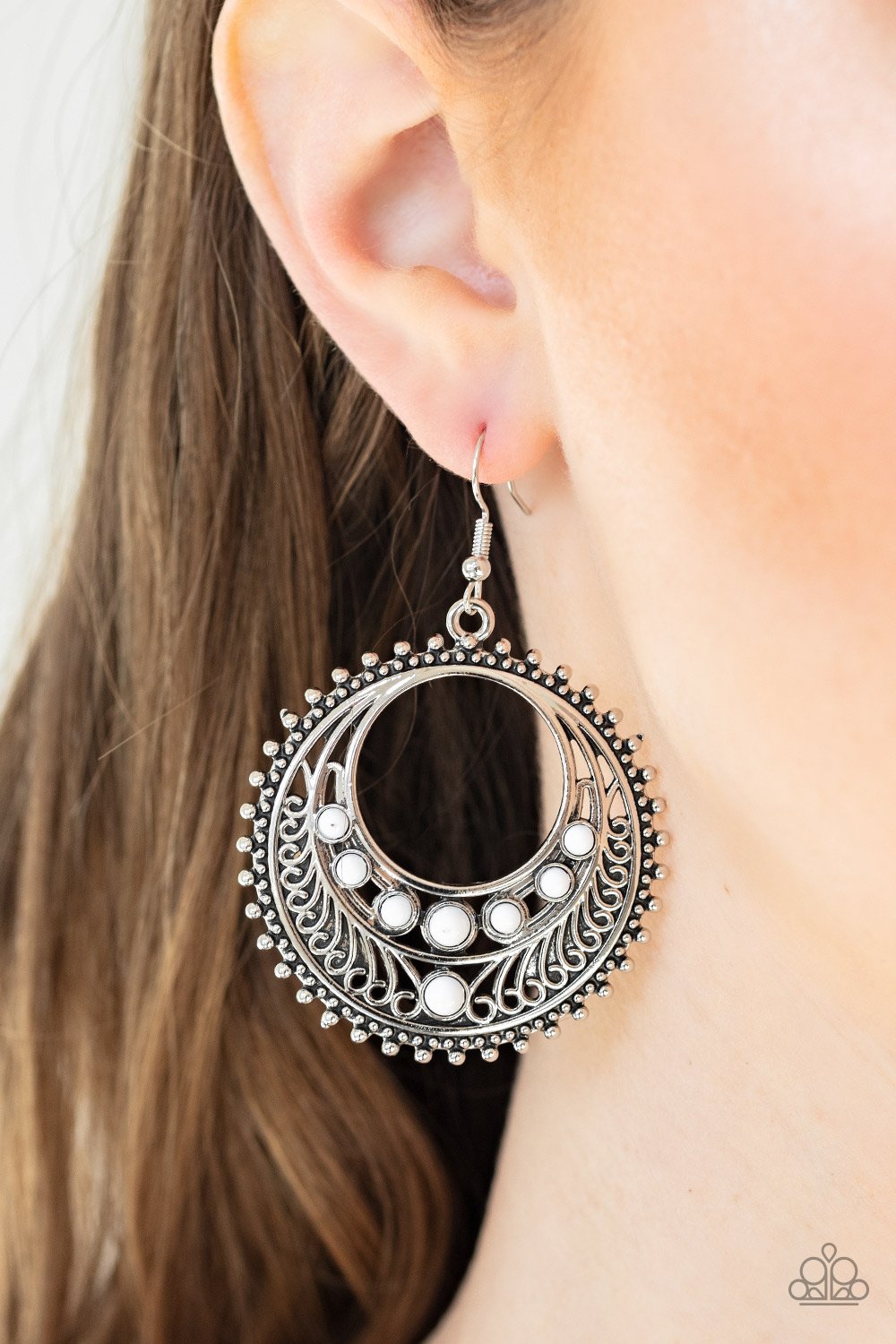 BoHo Bliss-white-Paparazzi earrings