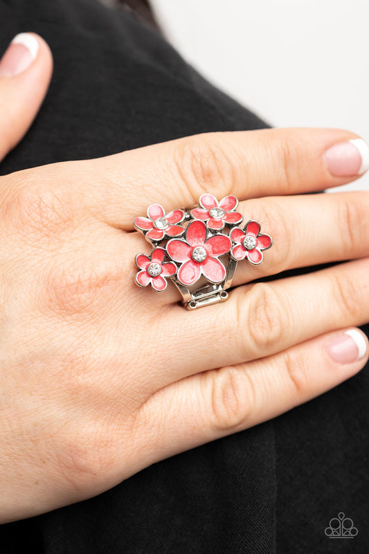 Boastful Blooms - red - Paparazzi ring