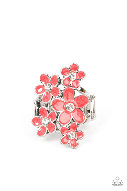 Boastful Blooms - red - Paparazzi ring