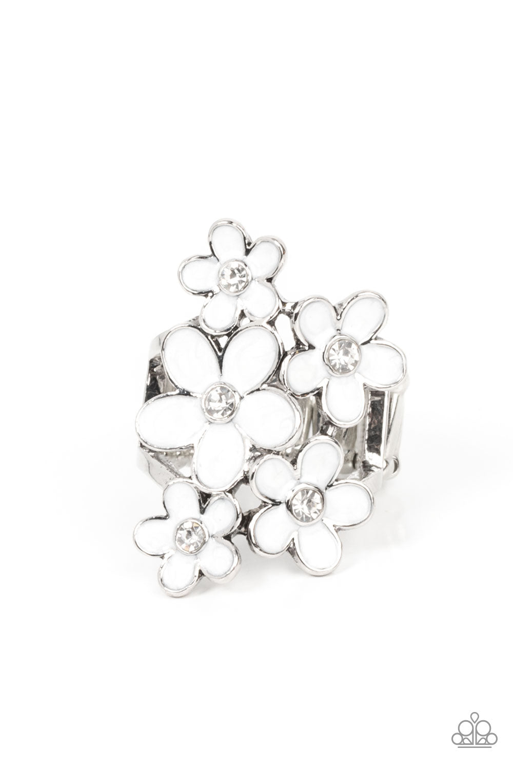 Boastful Blooms - white - Paparazzi ring