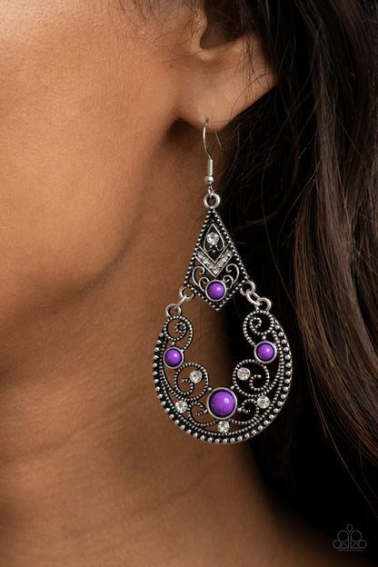 Bohemian Ball - purple - Paparazzi earrings