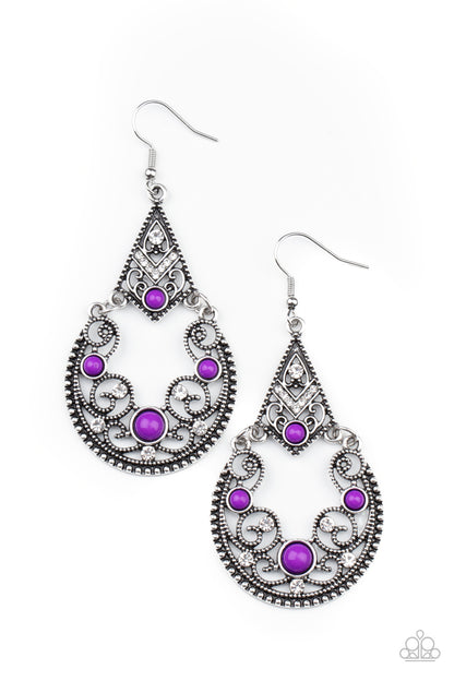 Bohemian Ball - purple - Paparazzi earrings