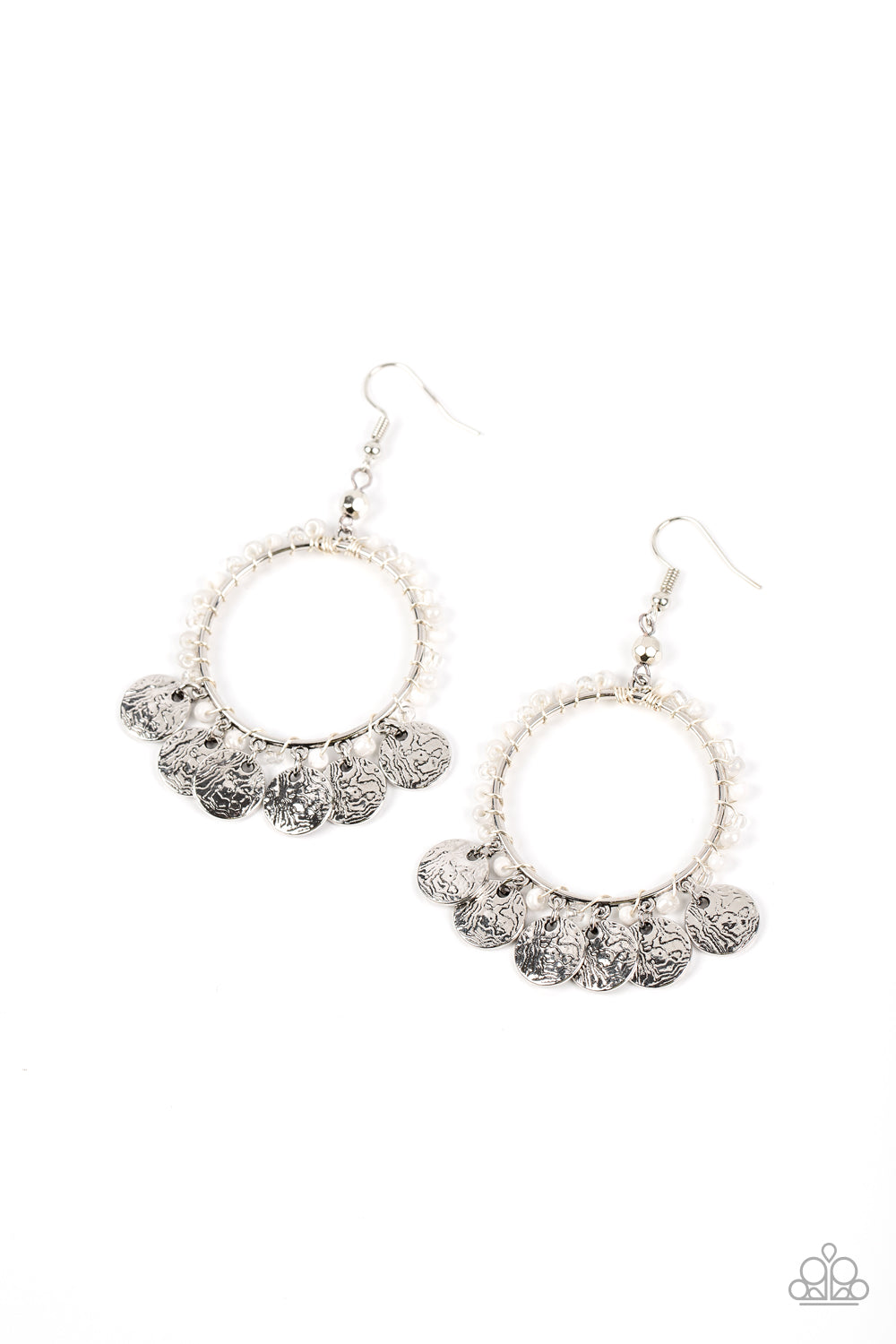 Bohemian Beach Blast - white - Paparazzi earrings